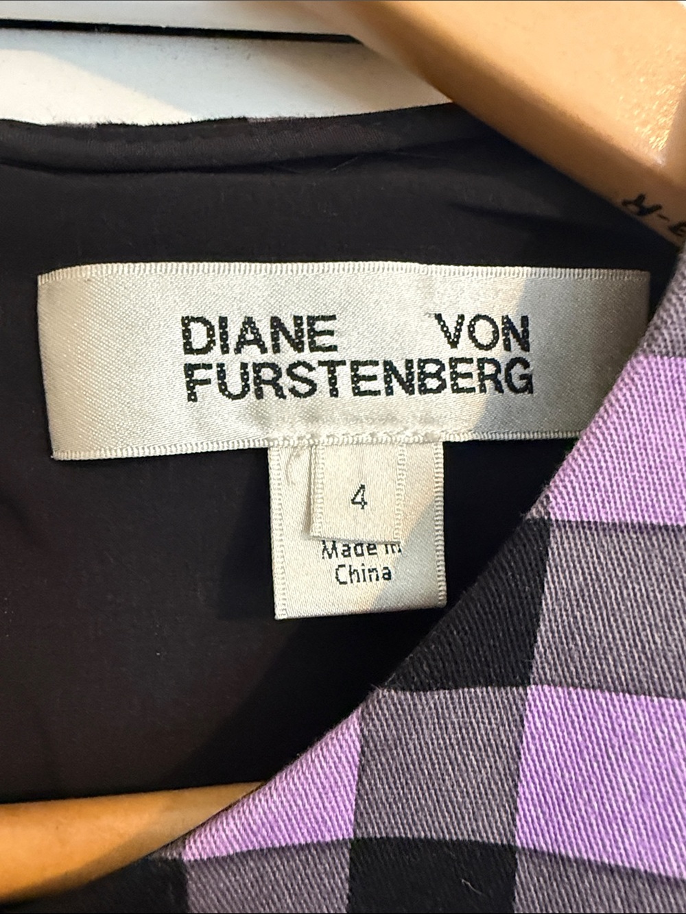 Diane Von Furstenberg Purple/Black/Grey Gingham Sleeveless Sheath Dress - 4 - Picture 3 of 7